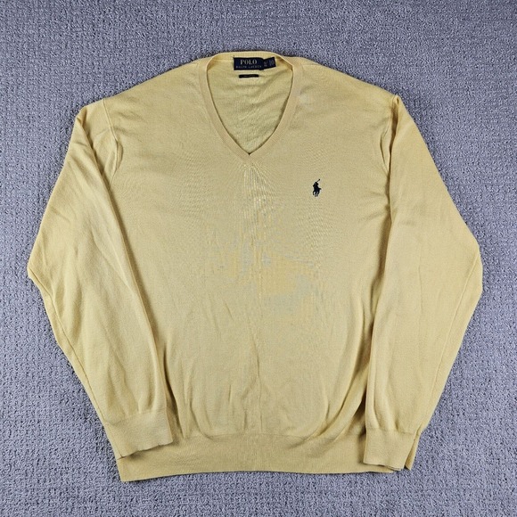 Ralph Lauren Other - Polo Ralph Lauren Men's XL V-neck Pullover Yellow Sweater 100% Pima Cotton
